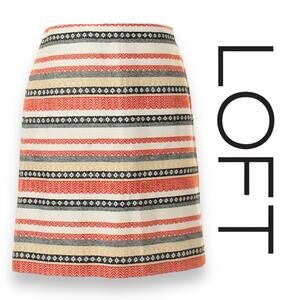 LOFT Striped Cotton Knee Length Pencil Skirt Women’s Size 10P